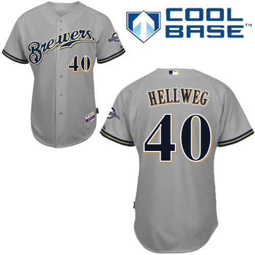 Johnny Hellweg #40 Youth Baseball Jersey-Milwaukee Brewers Authentic Road Gray Cool Base MLB Jersey